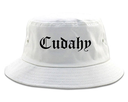 Cudahy California CA Old English Mens Bucket Hat White
