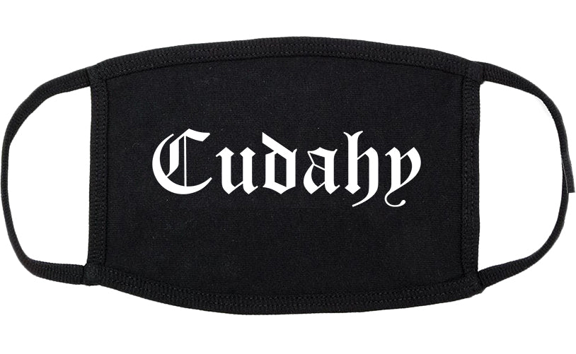 Cudahy Wisconsin WI Old English Cotton Face Mask Black