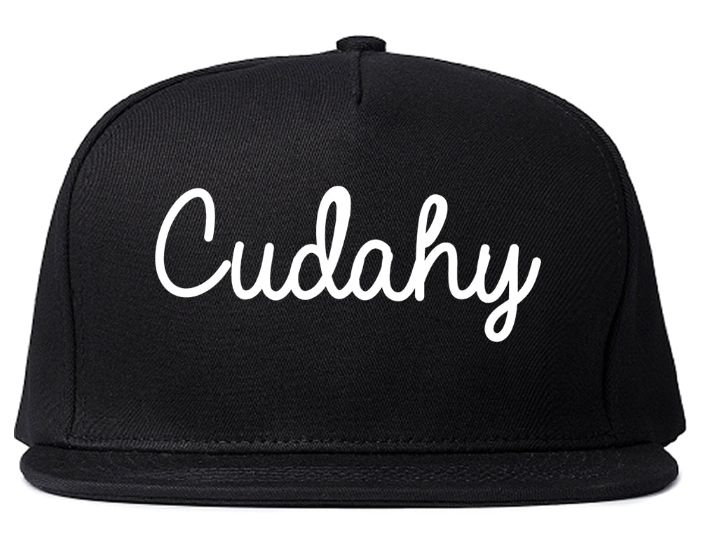 Cudahy Wisconsin WI Script Mens Snapback Hat Black