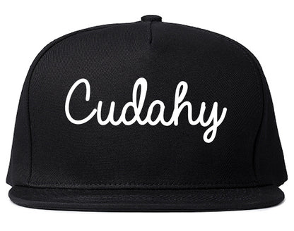 Cudahy Wisconsin WI Script Mens Snapback Hat Black