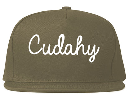 Cudahy Wisconsin WI Script Mens Snapback Hat Grey