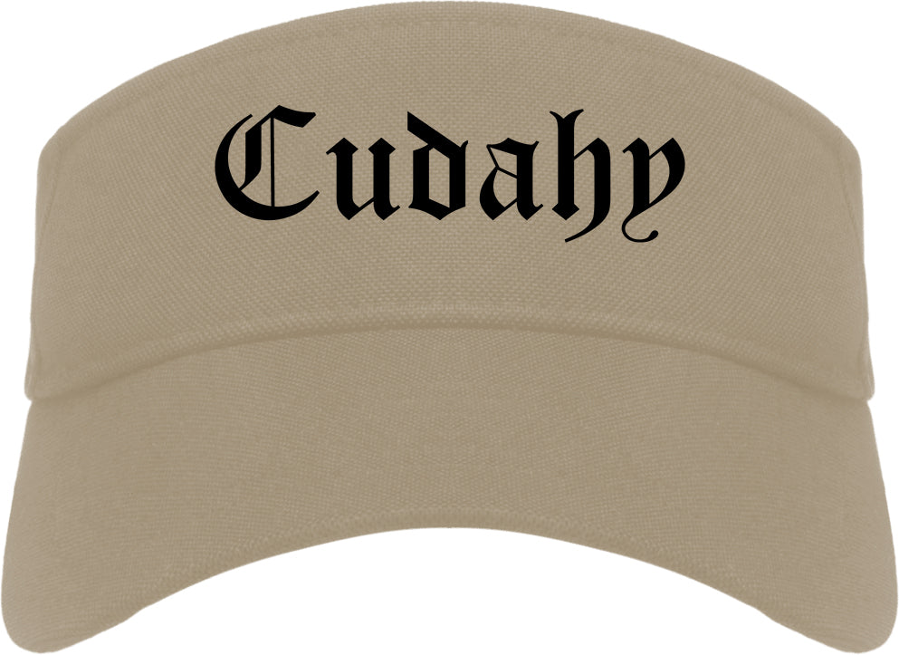 Cudahy Wisconsin WI Old English Mens Visor Cap Hat Khaki