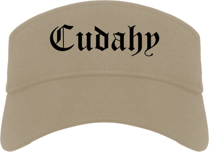 Cudahy Wisconsin WI Old English Mens Visor Cap Hat Khaki
