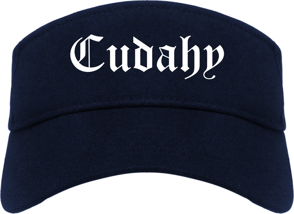 Cudahy Wisconsin WI Old English Mens Visor Cap Hat Navy Blue