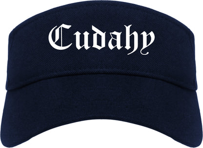 Cudahy Wisconsin WI Old English Mens Visor Cap Hat Navy Blue