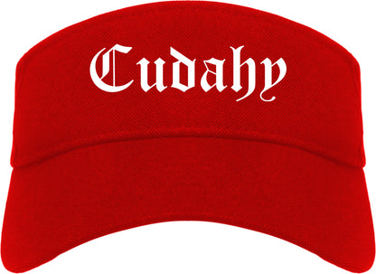 Cudahy Wisconsin WI Old English Mens Visor Cap Hat Red