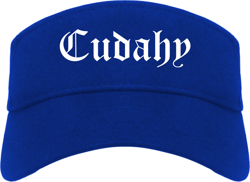 Cudahy Wisconsin WI Old English Mens Visor Cap Hat Royal Blue