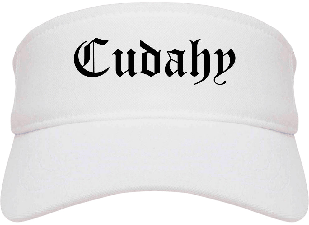 Cudahy Wisconsin WI Old English Mens Visor Cap Hat White