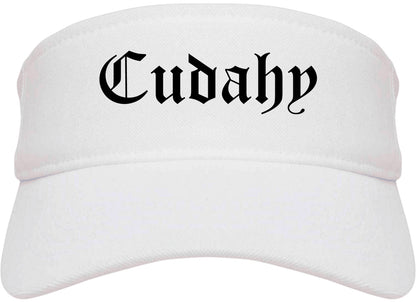 Cudahy Wisconsin WI Old English Mens Visor Cap Hat White