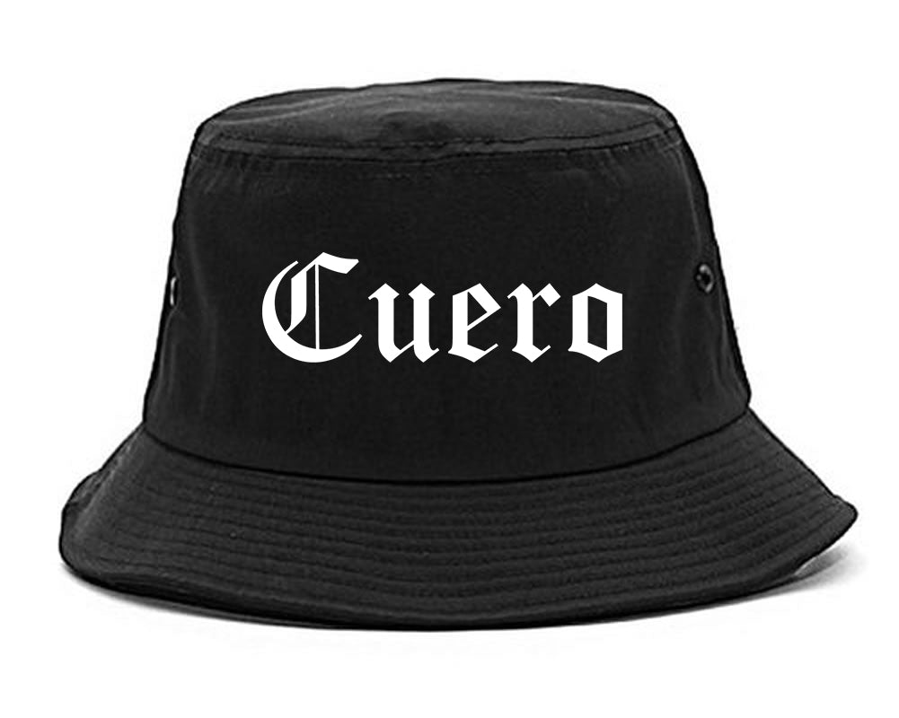 Cuero Texas TX Old English Mens Bucket Hat Black