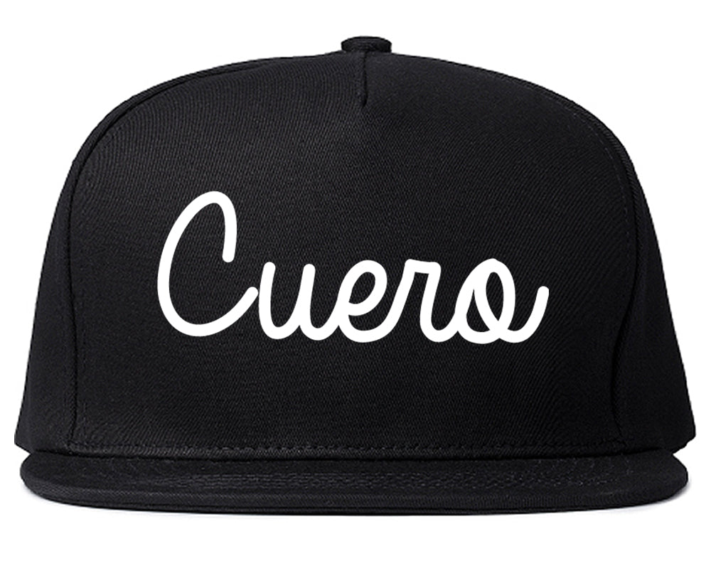 Cuero Texas TX Script Mens Snapback Hat Black