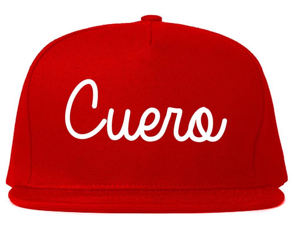 Cuero Texas TX Script Mens Snapback Hat Red