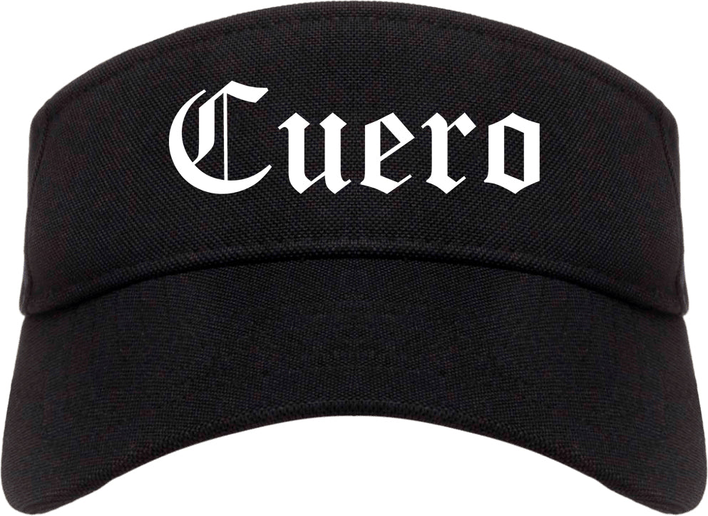 Cuero Texas TX Old English Mens Visor Cap Hat Black
