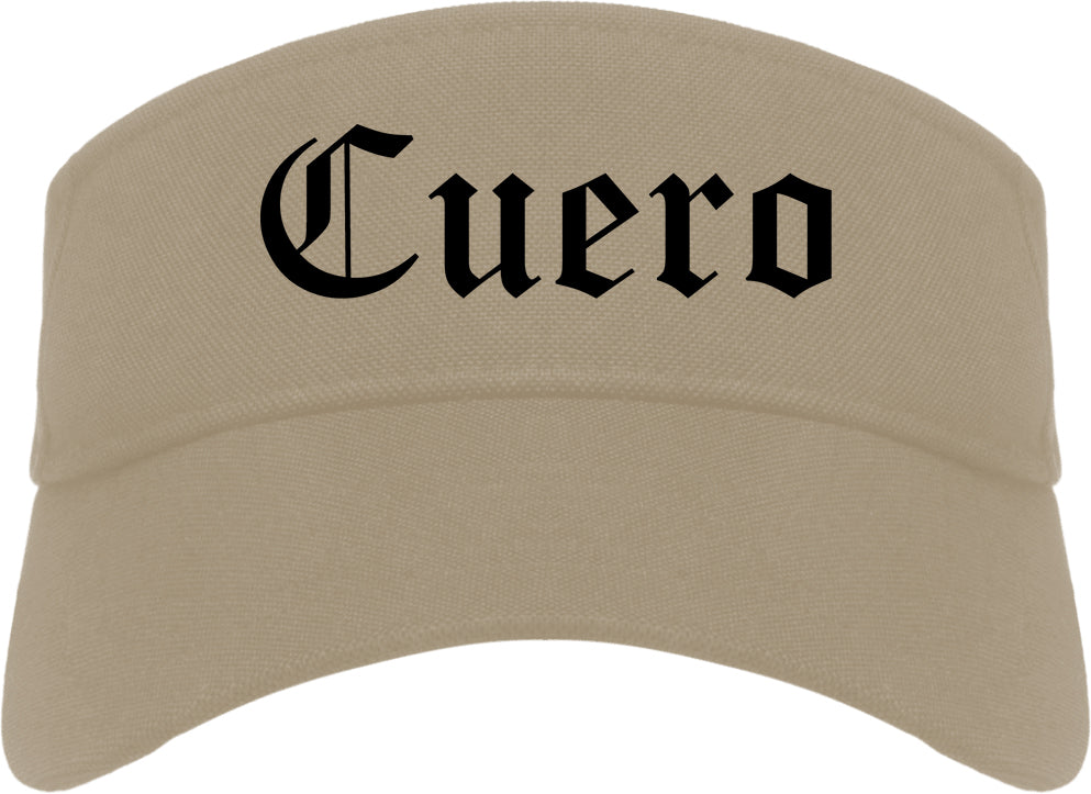 Cuero Texas TX Old English Mens Visor Cap Hat Khaki