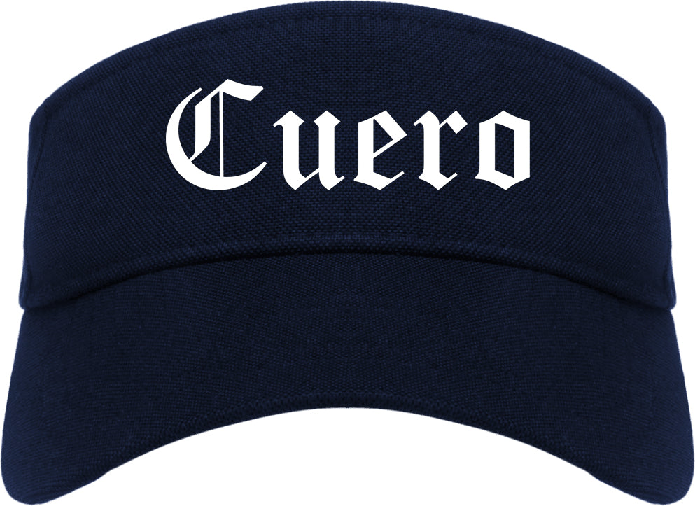 Cuero Texas TX Old English Mens Visor Cap Hat Navy Blue