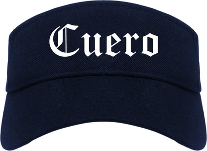 Cuero Texas TX Old English Mens Visor Cap Hat Navy Blue