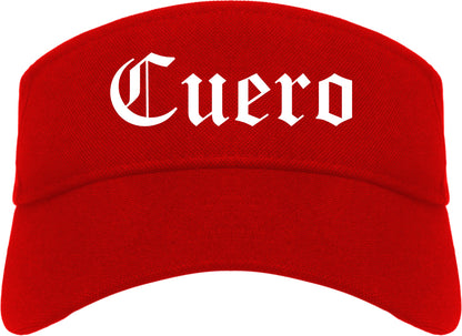 Cuero Texas TX Old English Mens Visor Cap Hat Red