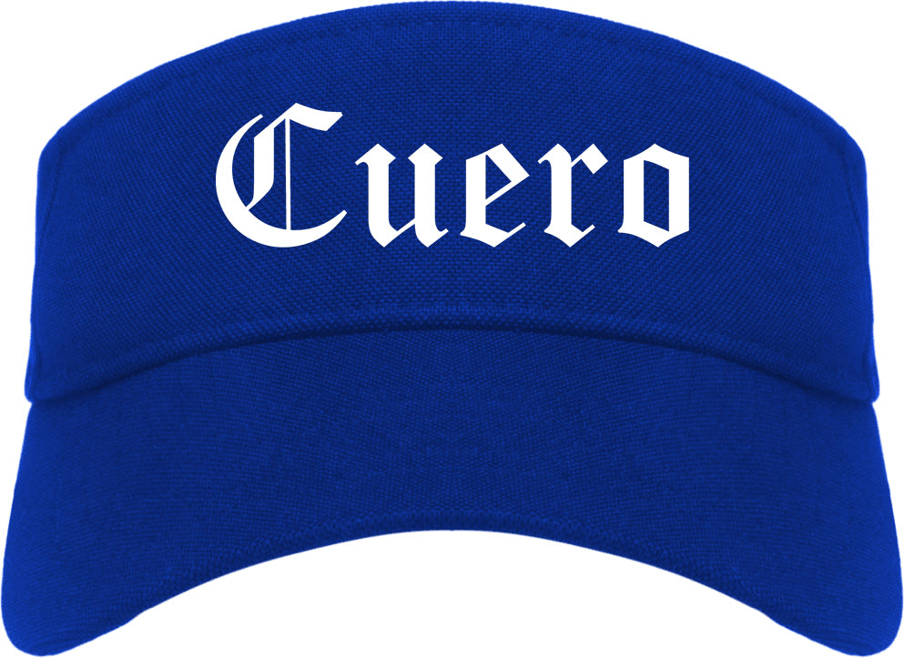 Cuero Texas TX Old English Mens Visor Cap Hat Royal Blue