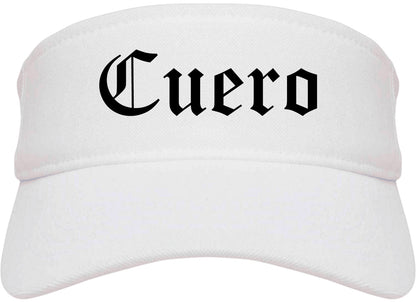 Cuero Texas TX Old English Mens Visor Cap Hat White