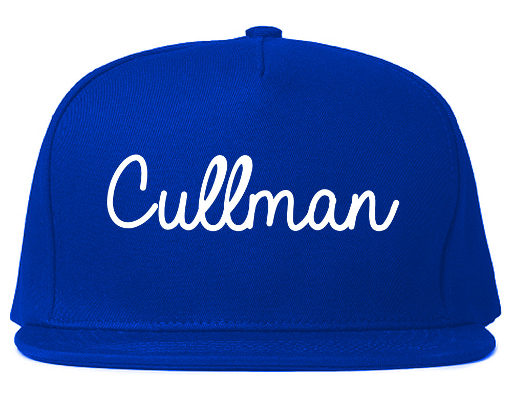 Cullman Alabama AL Script Mens Snapback Hat Royal Blue