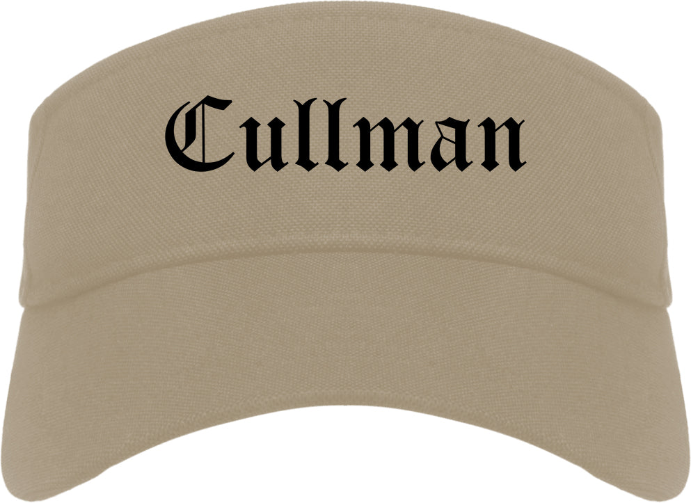 Cullman Alabama AL Old English Mens Visor Cap Hat Khaki