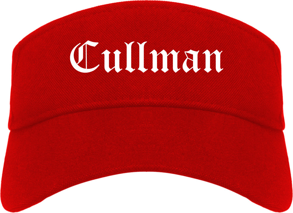 Cullman Alabama AL Old English Mens Visor Cap Hat Red