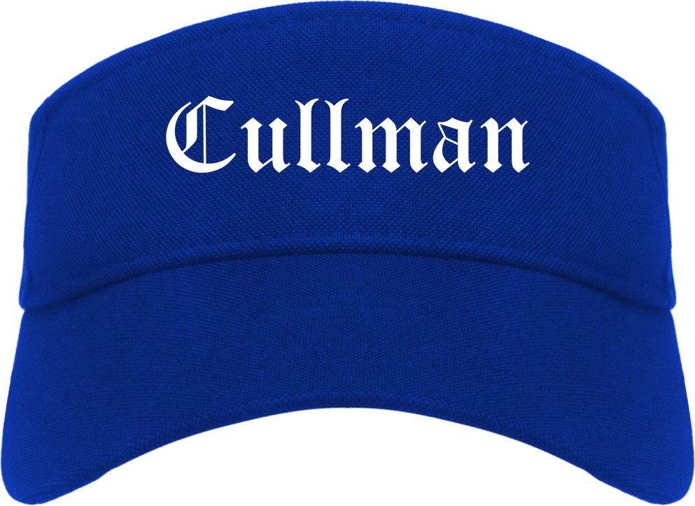 Cullman Alabama AL Old English Mens Visor Cap Hat Royal Blue