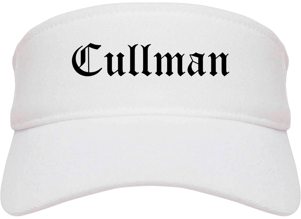 Cullman Alabama AL Old English Mens Visor Cap Hat White