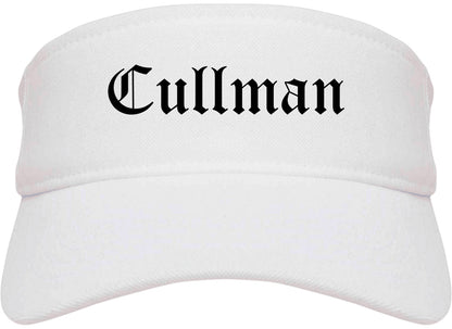 Cullman Alabama AL Old English Mens Visor Cap Hat White
