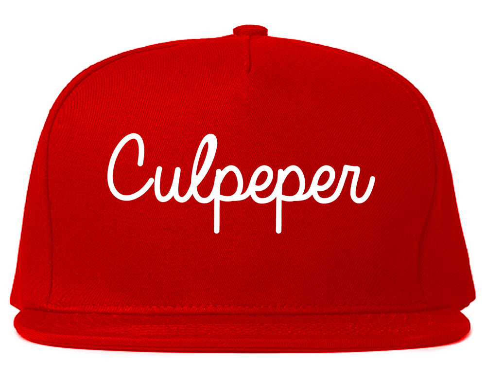 Culpeper Virginia VA Script Mens Snapback Hat Red
