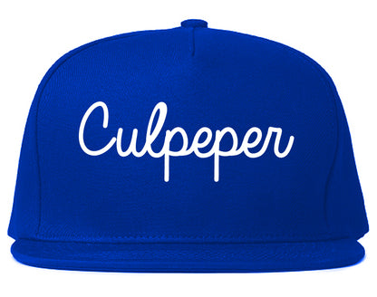 Culpeper Virginia VA Script Mens Snapback Hat Royal Blue