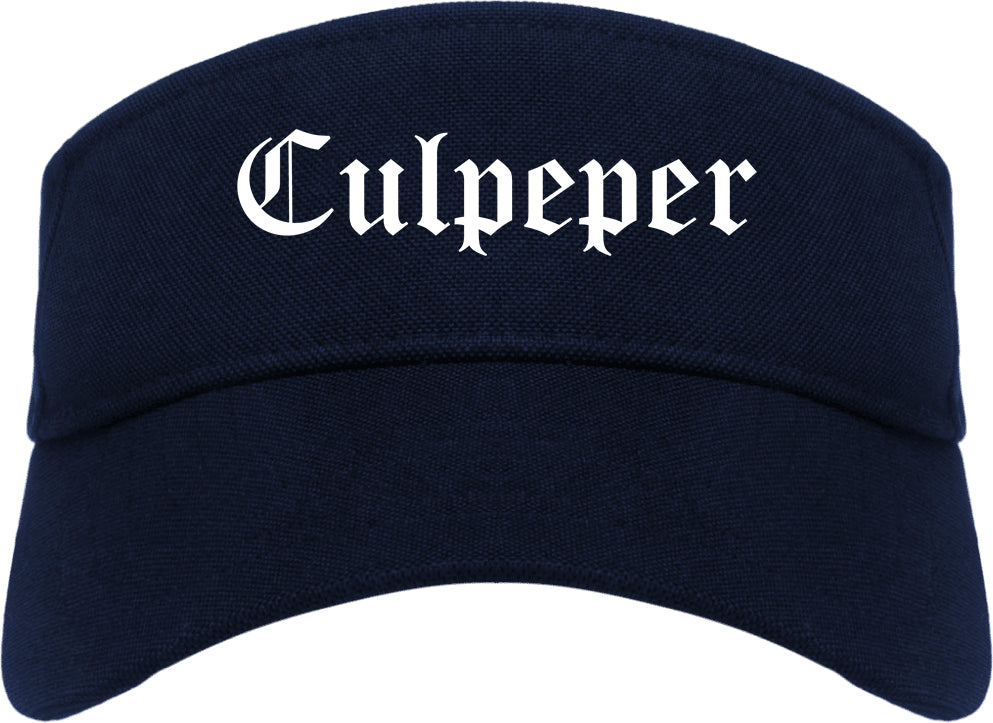 Culpeper Virginia VA Old English Mens Visor Cap Hat Navy Blue