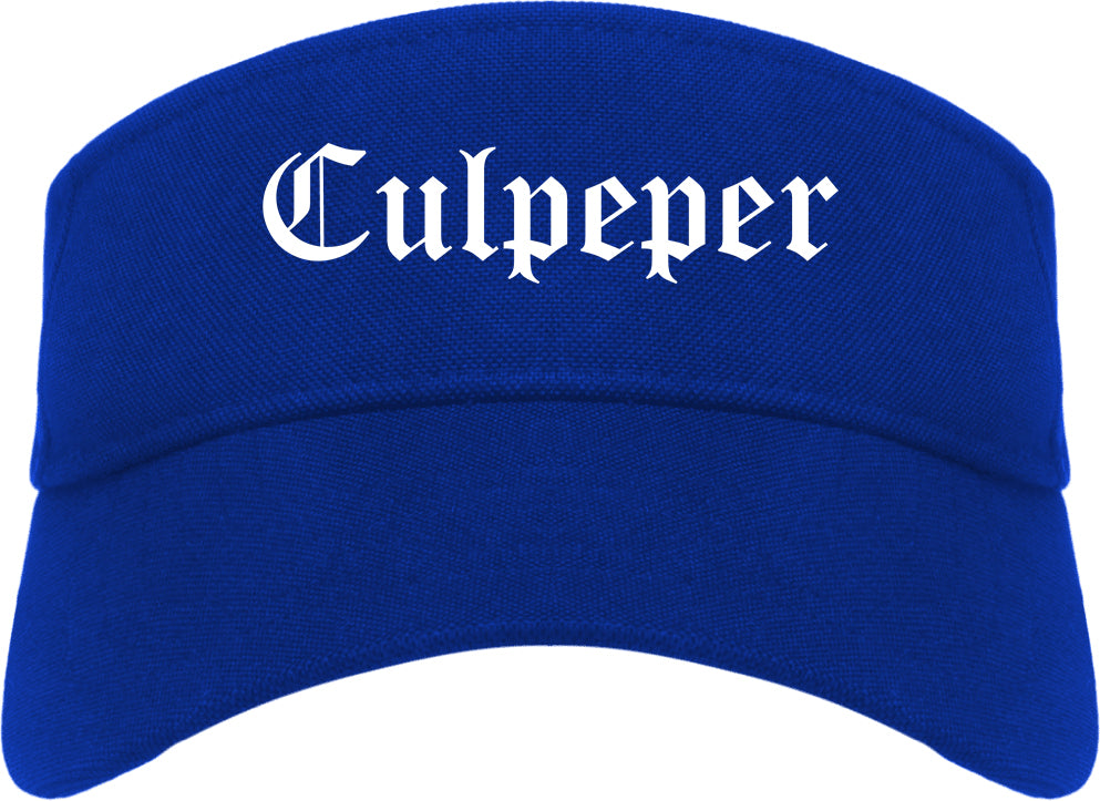 Culpeper Virginia VA Old English Mens Visor Cap Hat Royal Blue