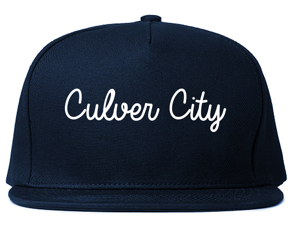 Culver City California CA Script Mens Snapback Hat Navy Blue