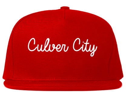 Culver City California CA Script Mens Snapback Hat Red