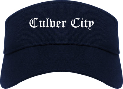 Culver City California CA Old English Mens Visor Cap Hat Navy Blue