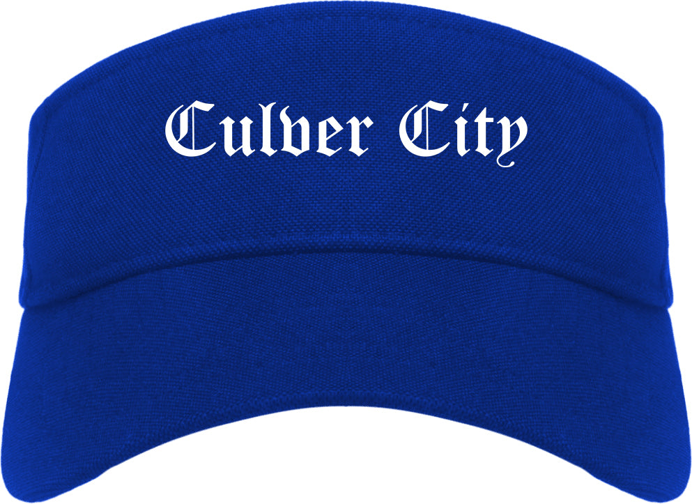 Culver City California CA Old English Mens Visor Cap Hat Royal Blue