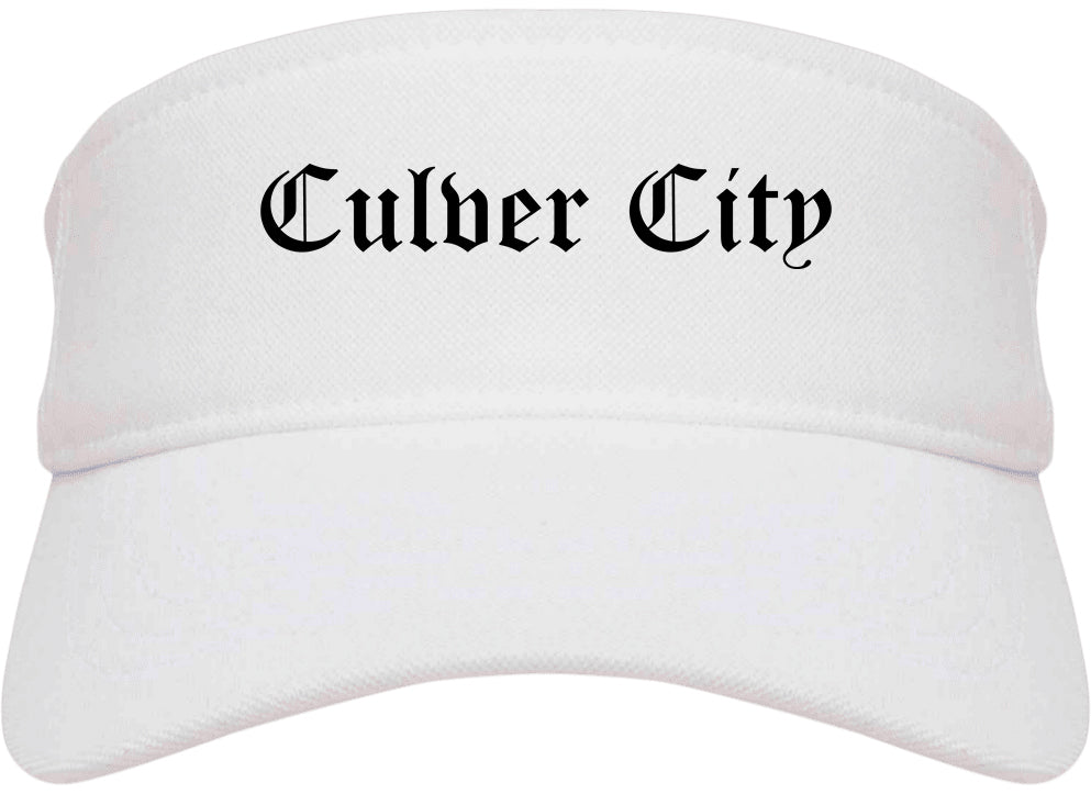 Culver City California CA Old English Mens Visor Cap Hat White