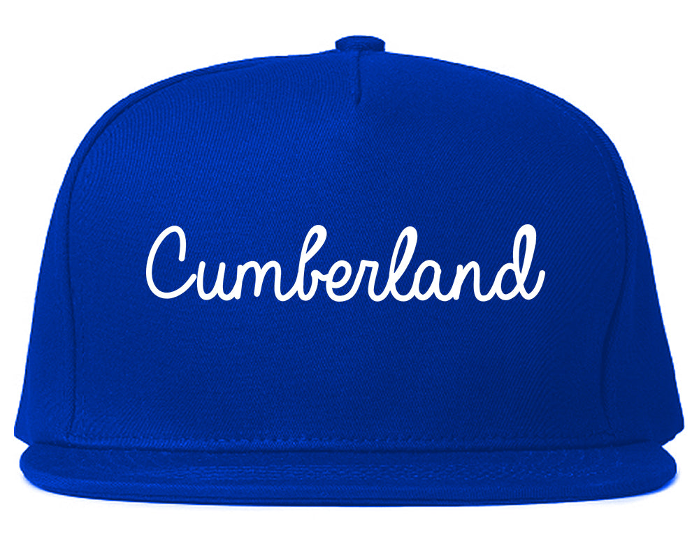 Cumberland Indiana IN Script Mens Snapback Hat Royal Blue