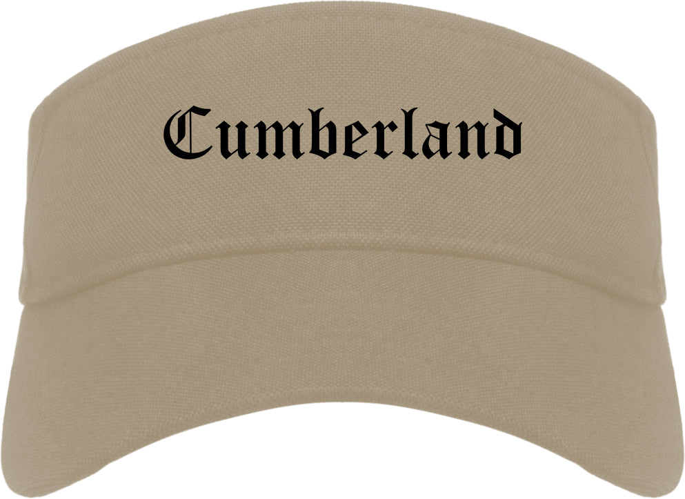 Cumberland Indiana IN Old English Mens Visor Cap Hat Khaki