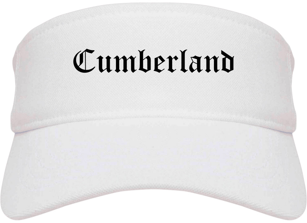 Cumberland Indiana IN Old English Mens Visor Cap Hat White