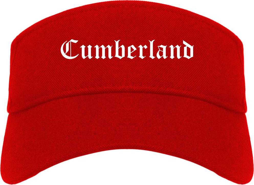Cumberland Maryland MD Old English Mens Visor Cap Hat Red