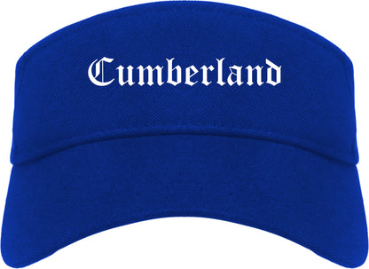 Cumberland Maryland MD Old English Mens Visor Cap Hat Royal Blue