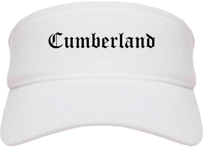 Cumberland Maryland MD Old English Mens Visor Cap Hat White