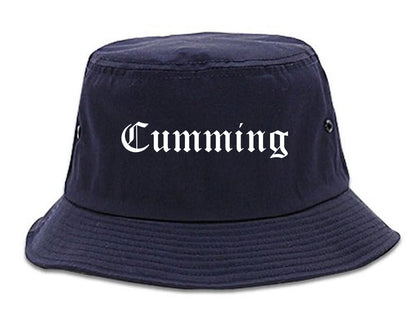 Cumming Georgia GA Old English Mens Bucket Hat Navy Blue