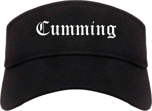 Cumming Georgia GA Old English Mens Visor Cap Hat Black