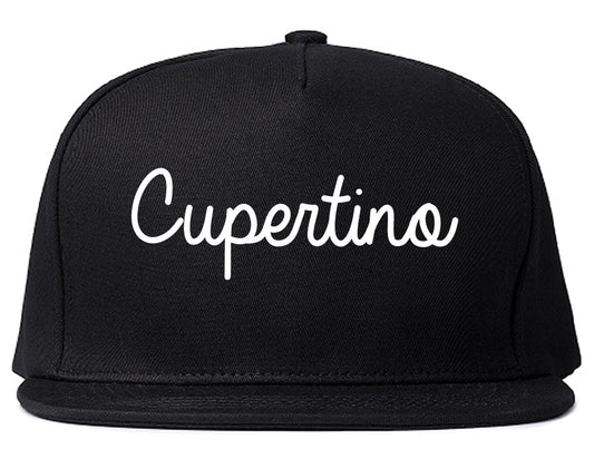 Cupertino California CA Script Mens Snapback Hat Black