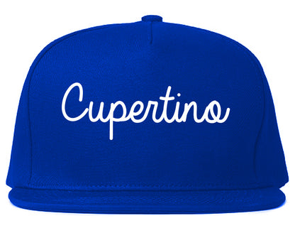 Cupertino California CA Script Mens Snapback Hat Royal Blue