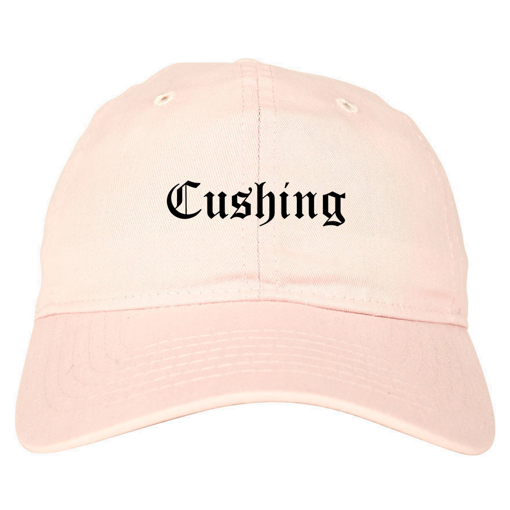 Cushing Oklahoma OK Old English Mens Dad Hat Baseball Cap Pink