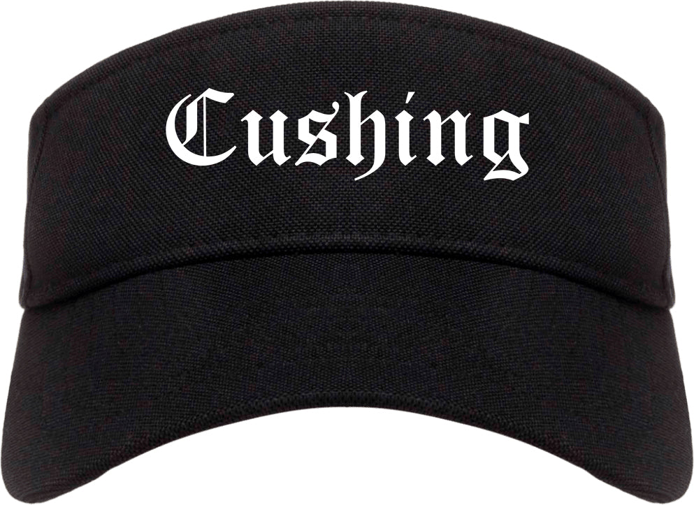 Cushing Oklahoma OK Old English Mens Visor Cap Hat Black